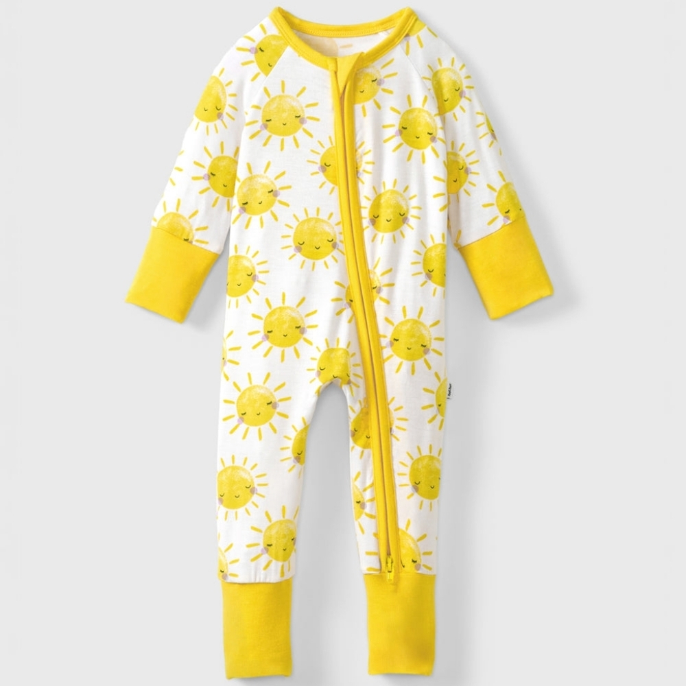 Little Sleepies White & Yellow Sunny Print Footie